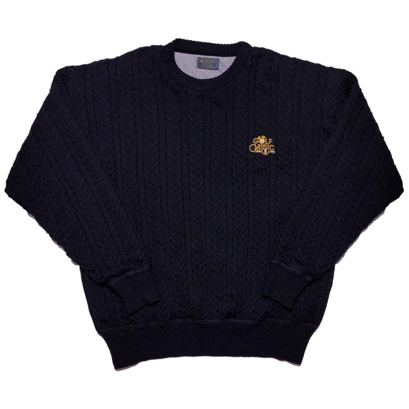 Descente Other - Vintage DESCENTE Walt Disney World Golf Classic Cable Knit Wool Sweater Black XL